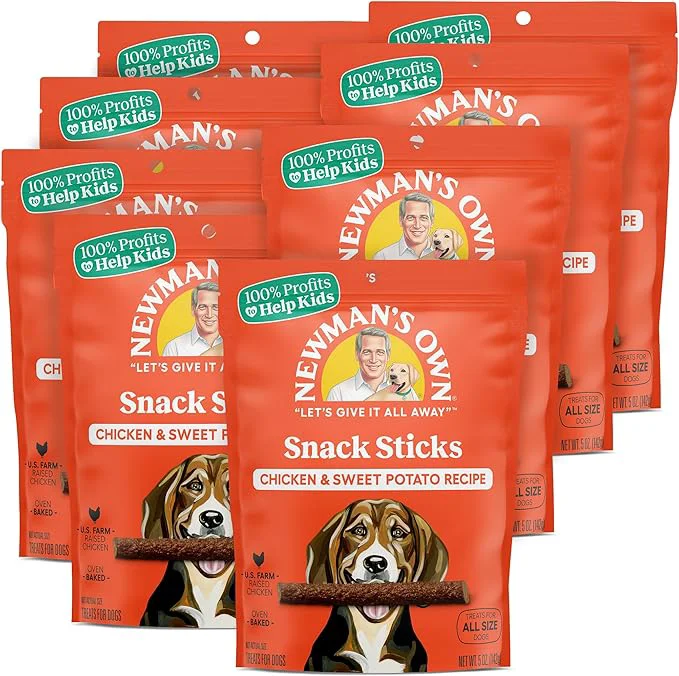 Top-Quality Newman's Own Chicken Sweet Potato Dog Snack Sticks 5 oz Bag Pack of 8 — Soft Chewy Meat Sticks US Farm-Raised Chicken No Corn Wheat or Soy Wholesome Training Rewards Made in USAAbout This Reliable