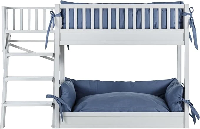 Artisan New Age Pet ECOFLEX Aspen Dog Bunk Bed in Antique White Memory Foam Cushions Wide Stairs Non Toxic Easy AssemblyAbout ThisOverview Sustainable