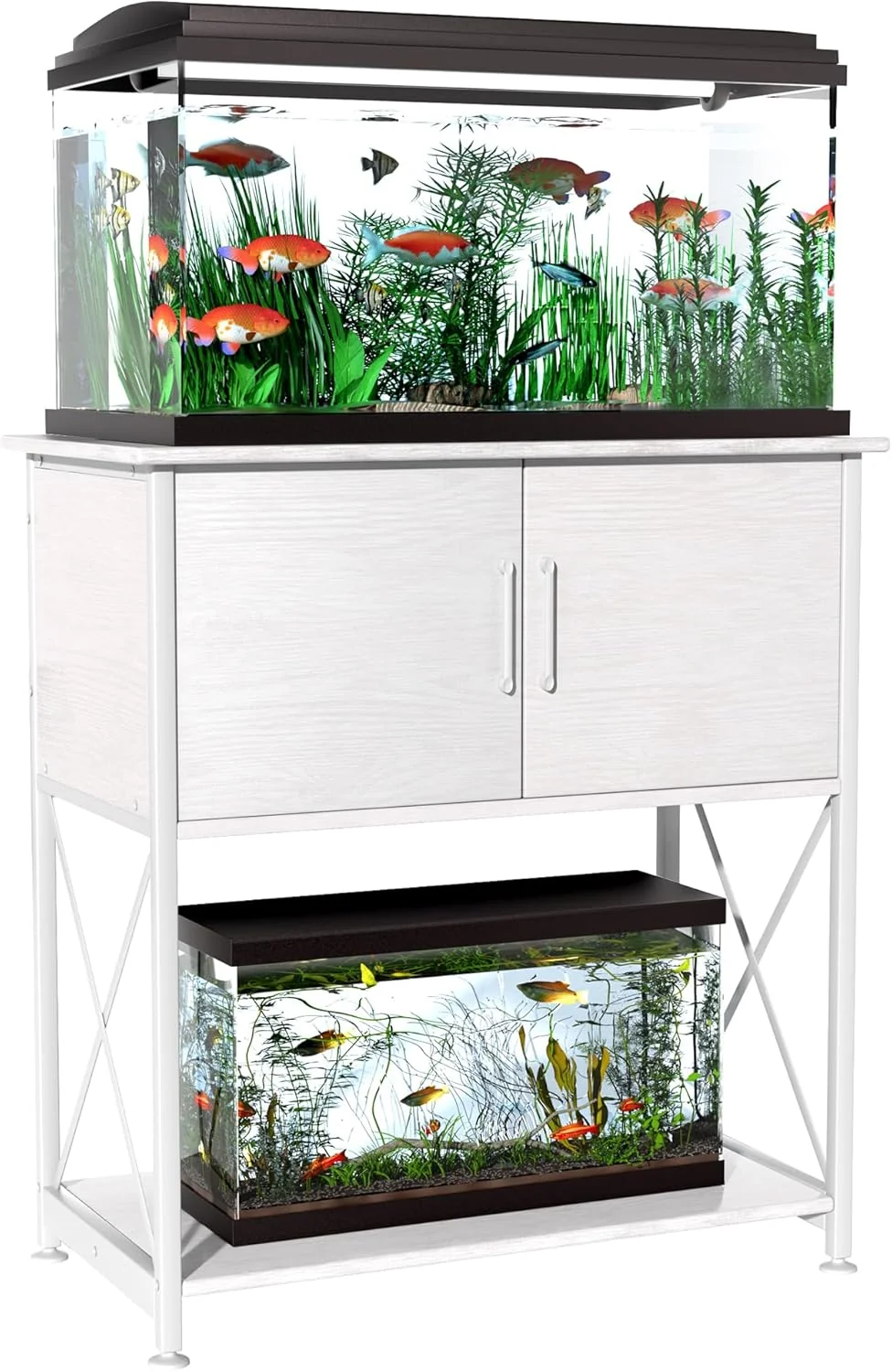 Artisan 20-29 Gallon Aquarium Stand Metal Frame Fish Tank Stand with Cabinet Storage for 20 Gallon Long Aquarium 30.7 L 16.5 W Tabletop 330LBS Capacity White PG01YGW Next-Generation