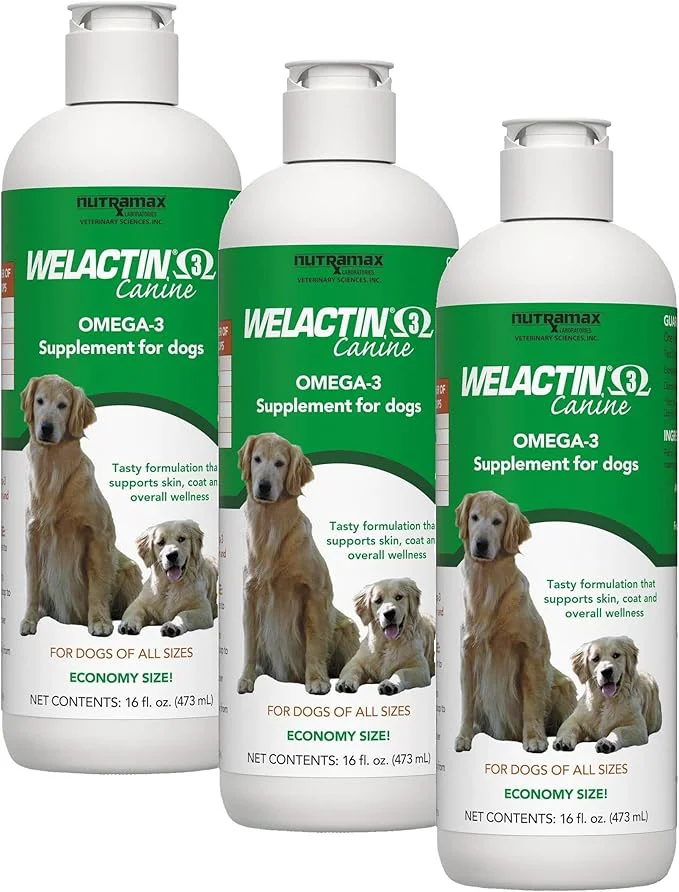 Authentic Nutramax Welactin Omega 3 Fish Oil for Dogs Skin and Coat Health Supplement Plus Joint Immune Kidney and Brain Support Premium Omega 3 Fatty Acids for Dogs 16 Ounce Liquid Pack of 3 About This User-Friendly