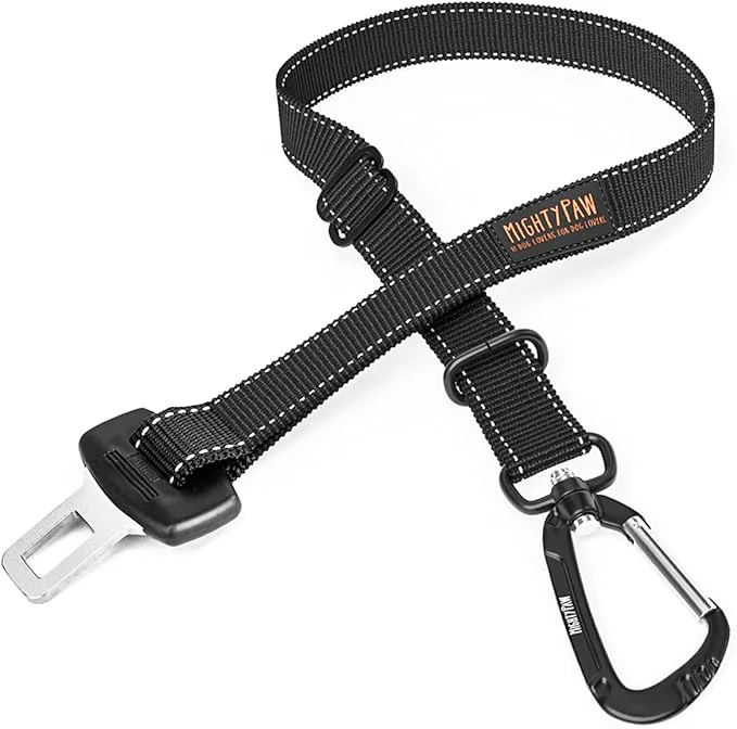 Original Mighty Paw Dog Seat Belt for Car - Safe Distraction Driving Heavy-Duty Design with Aviation Grade Aluminum Carabiner Adjustable Dog Seatbelt Harness for Small Medium and Large PetsAbout ThisOverview Durable