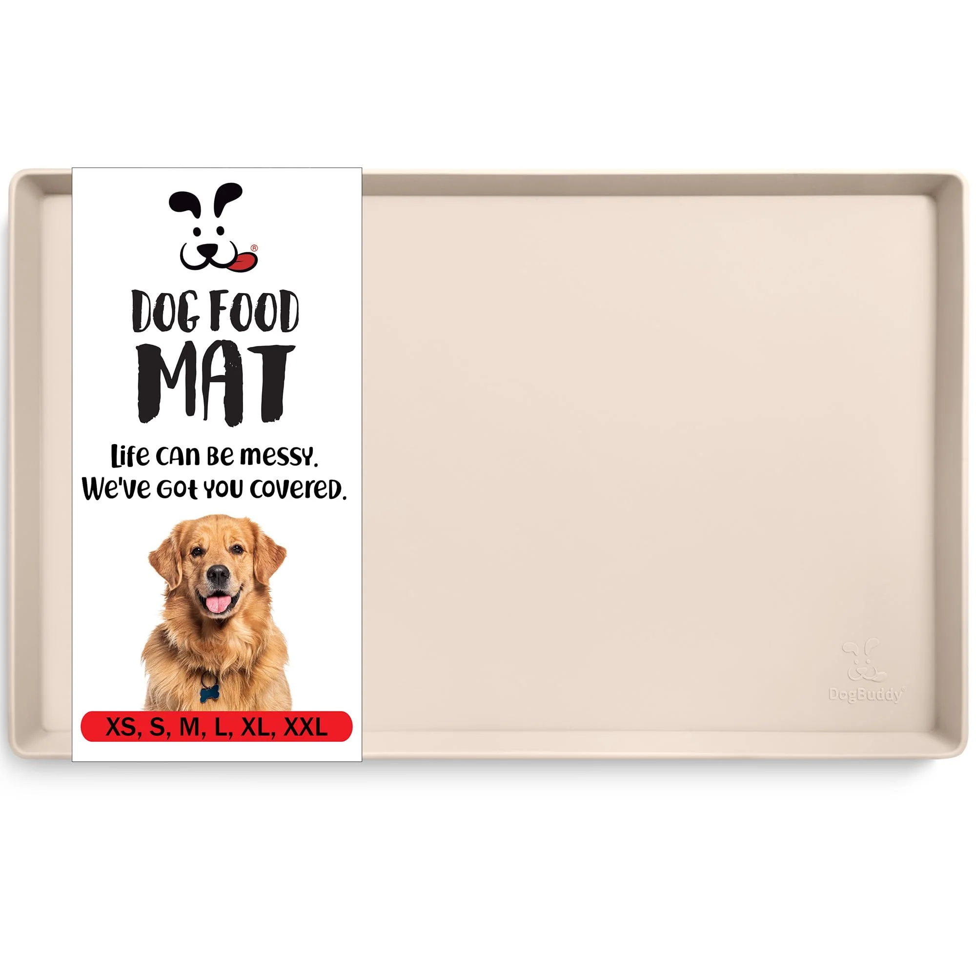 Premium DogBuddy Dog Food Mat – Waterproof Silicone Non-Slip Feeding Mat XL 28x18 Vanilla Eco-Friendly