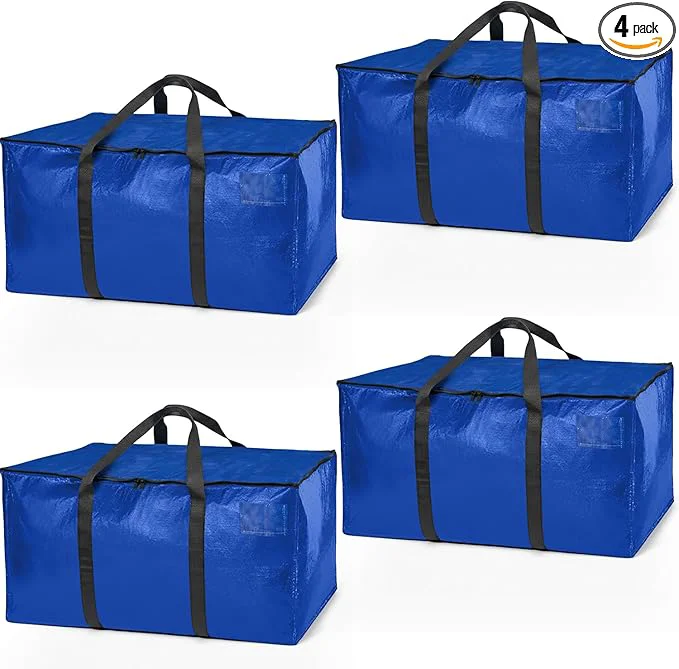 Environmentally Friendly ClearSpace Heavy Duty Moving Bags or Storage Bag – Large Moving Boxes with Backpack Straps Zippers Handles – for Moving College Dorm Traveling Camping Christmas Decorations 4 PackAbout ThisOverview Smart
