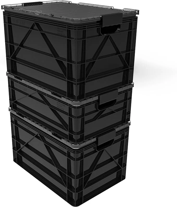 Verified SIDIO Crate Pro Pack - 2 Full-Size 1 Half-Size Heavy Duty Stackable Storage Bins Totes and Containers with Lids and Dividers - Durable Plastic Organizer for Home Office Garage and Outdoor UseAbout ThisOverview High-Performance
