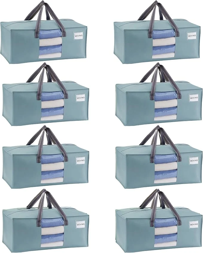 First-Class VENO 8 Pack Moving Bags for College Heavy-Duty Storage Totes Moving Boxes and Wardrobe Packing Supplies - Extra Large Durable Laundry Bags for Clothes Light Blue Matte 8 Pack About ThisOverview Selected