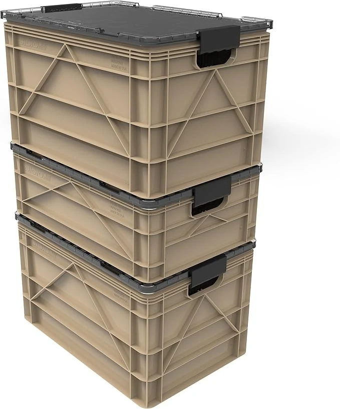 World-Class SIDIO Crate Pro Pack - 2 Full-Size 1 Half-Size Heavy Duty Stackable Storage Bins Totes and Containers with Lids and Dividers - Durable Organizer for Home Office Garage and Outdoor UseAbout ThisOverview High-End