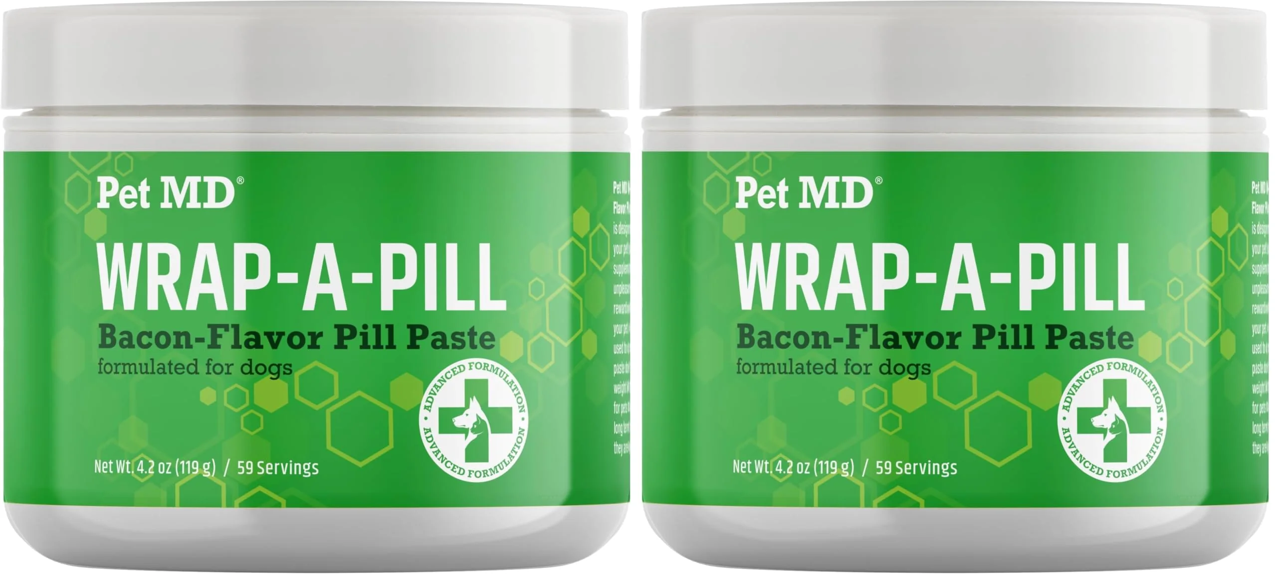 Reusable Pet MD Wrap A Pill Bacon Flavor Paste for Dogs — Hide Pills Pocket 2-Pack 59 Servings Dependable