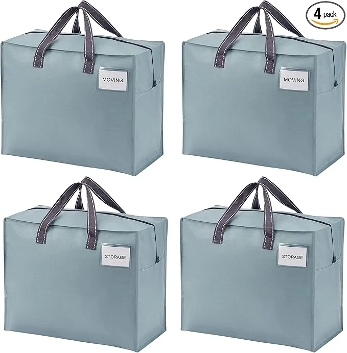 Contemporary VENO 4 Pack Heavy Duty Moving Bags Storage Bags Packing Supplies Top Zipper Storage Totes for Camping Clothes Bedding Comforters Pillows 13 Gallon Light Blue 4 Pack About ThisOverview Safe