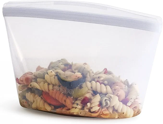 Verified Stasher Premium Silicone Reusable Food Storage Bowl Clear Microwave Sous Vide Dishwasher Oven and zer Safe BPA Leak- Eco-friendly 4-Cup BowlAbout ThisOverview Casual