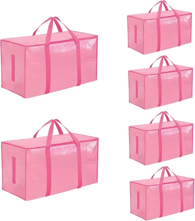 Trusted 6 Pack-Extra Large Heavy Duty Moving Bags - Waterproof Storage Totes with Handles Zippers Foldable for College Dorm Storage Pink About ThisOverview Quality