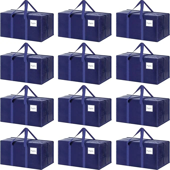 User-Friendly 12 Pack Extra Heavy Duty Large Moving Bags with Strong Zipper Comfortable Handles Sturdy Durable Clothes Storage Bags Totes Bins Packing Moving Boxes for College Supplies Dark BlueAbout ThisOverview Next-Generation