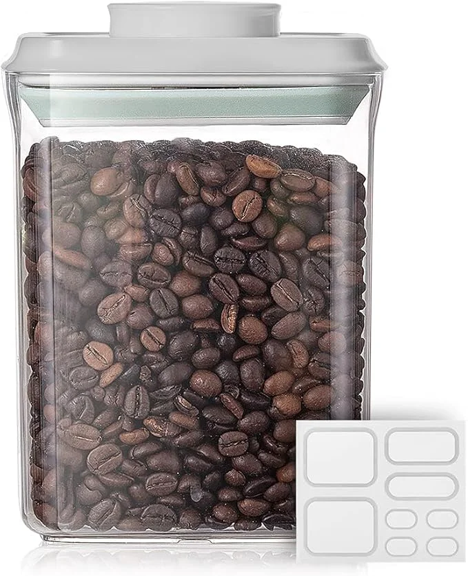 Reusable Ankou Food Airtight Containers 1500ml 1.5 Qt Pop Up Food Formula Container With Lids Bpa- One Button Open Stackable Container for Coffee Tea Brown Sugar Ces - 8 Labels - ClearAbout ThisOverview Easy-to-Use