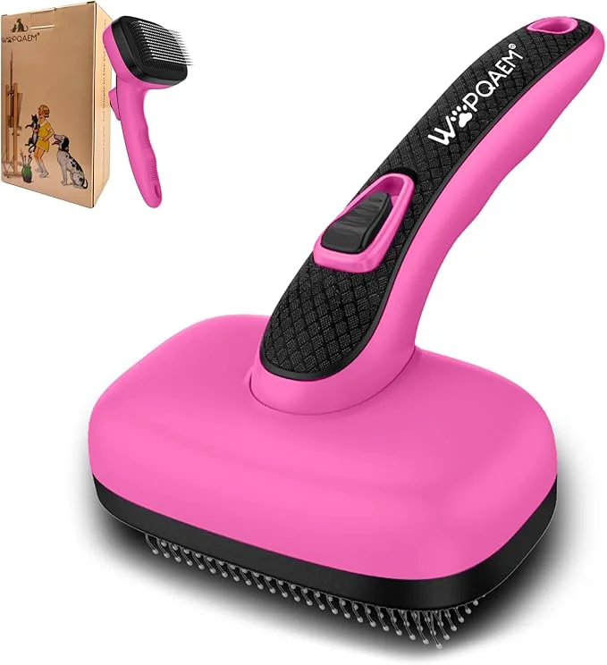 High-Performance Self Cleaning Slicker Brush for Shedding Long Short Haired Dogs Cats Remove Loose Tangling Knot Undercoat Fur Mats Grooming Brush with Retractable Bristles for Small Medium Large Pet PinkAbout ThisOverview Casual