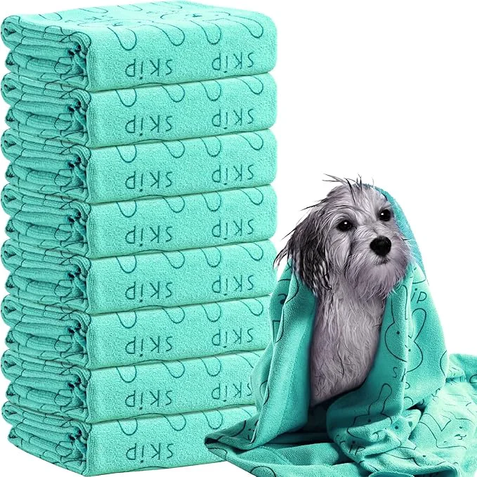 Prestigious Peryiter 8 Pcs Dog Drying Towels Bulk 55'' x 28'' Pet Grooming Absorbent Microfiber Dog Bath Towels Quick Drying Puppy Bathing Towel for Small Medium Large Cats Pets Bathing Grooming Cyan About ThisOverview Durable