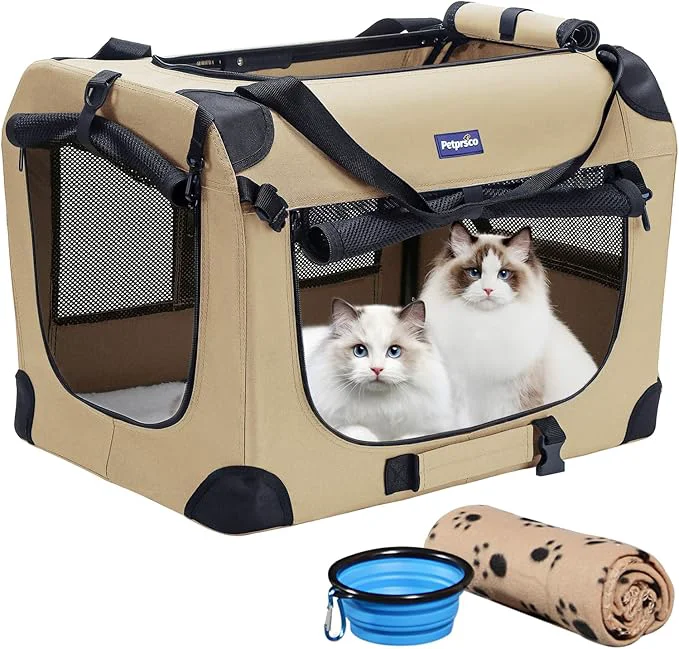 Superior Petprsco Portable Collapsible Dog Crate Travel Dog Crate 24x17x17 with Soft Warm Blanket and Foldable Bowl for Large Cats Small Dogs Indoor and OutdoorAbout ThisOverview Authentic