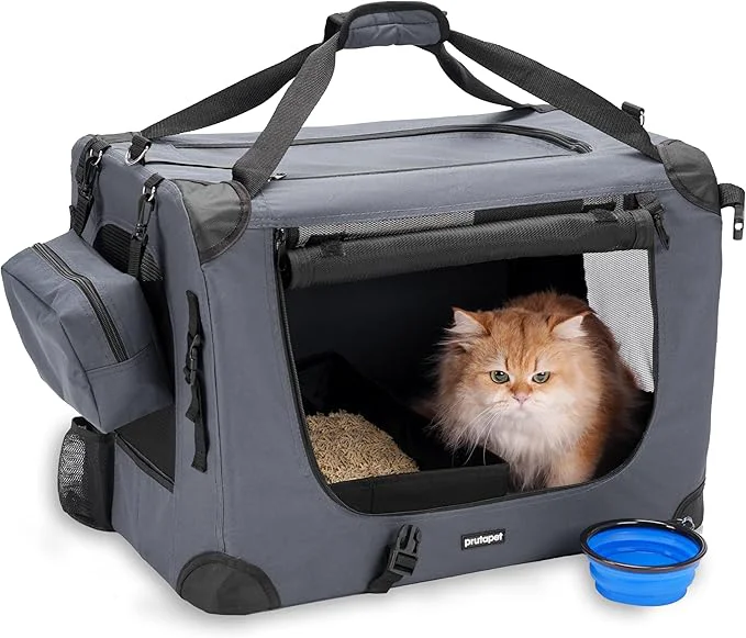 Trusted Large Cat Carrier 24 x16.5 x16.5 Soft-Sided Portable Pet Crate for Car Traveling with Collapsible Litter Box and BowlAbout ThisOverview Environmentally Friendly