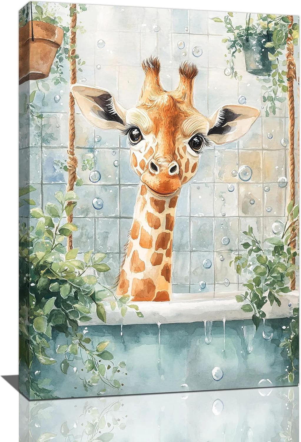 Prestigious Bathroom Funny Giraffe Pictures Wall Art Watercolor Giraffe Bathroom Wall Decor Animal Framed Painting Canvas Artwork for Living Room Decorations 24 L x 16 W Durable
