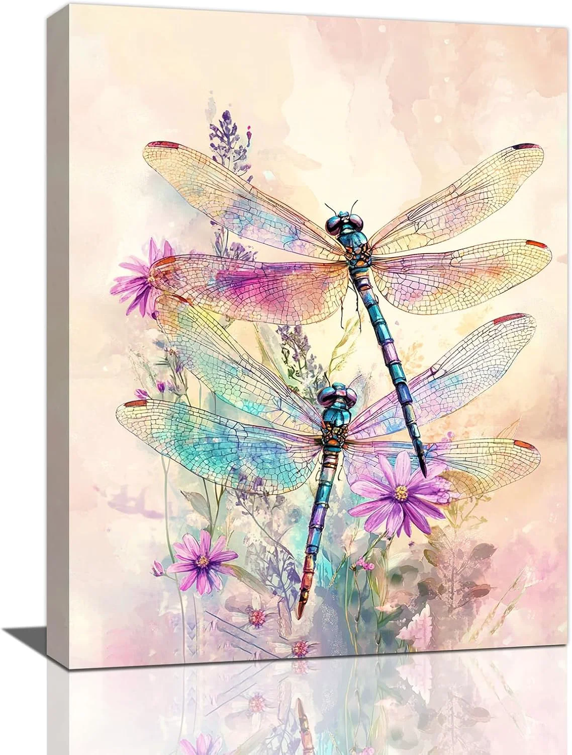 Secure Dragonfly Bathroom Pictures Wall Art Floral Bathroom Wall Decor Framed Painting Canvas Artwork for Bedroom Living Room Decorations 20 L x 16 W Powerful