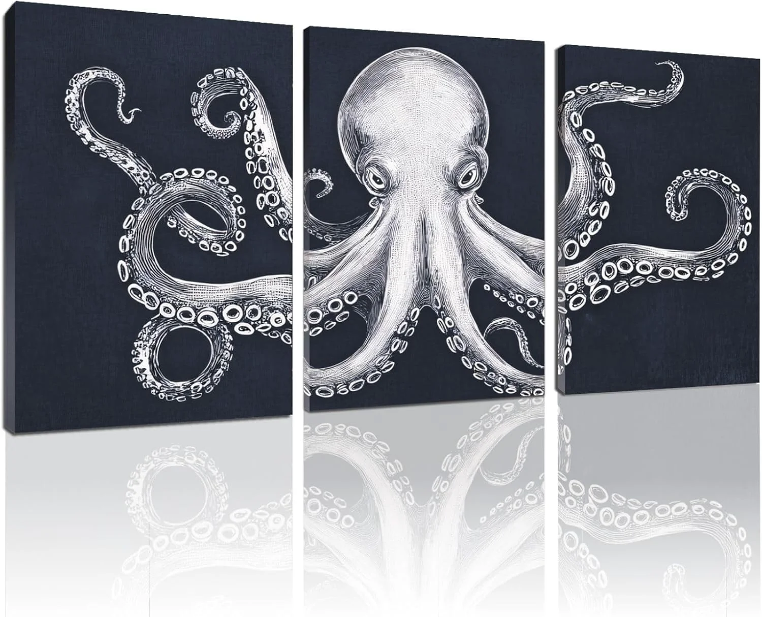 Sustainable Octopus Wall Decor Octopus Canvas Wall Art Ocean Wall Decor Sea Animal Canvas to Paint for Bathroom Living Room Bedroom 16 x 24 x 3 pcs Authentic