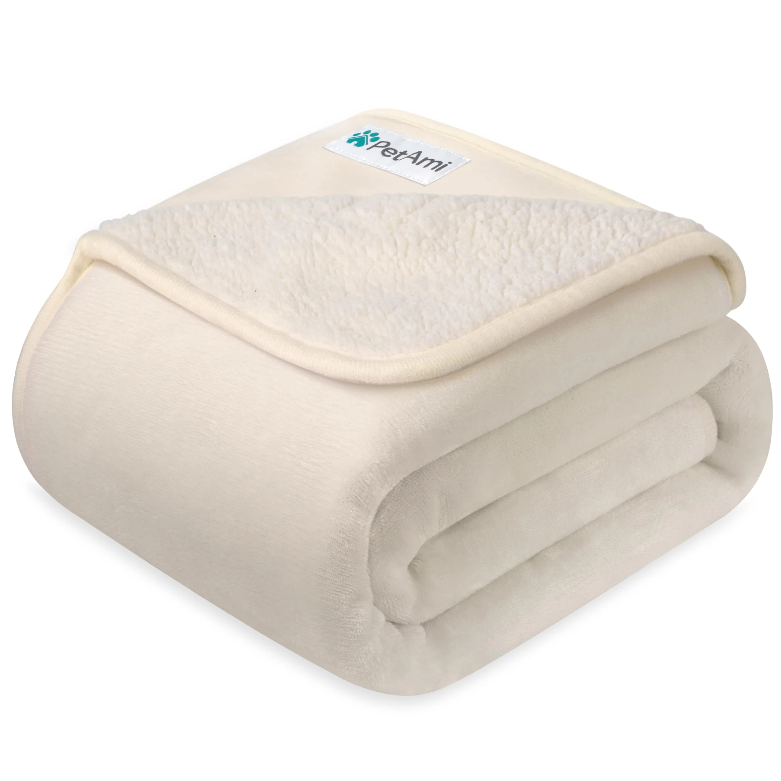Enhanced PetAmi Waterproof Dog Blanket Sherpa Fleece – Reversible 60x80 Beige X-Large User-Friendly