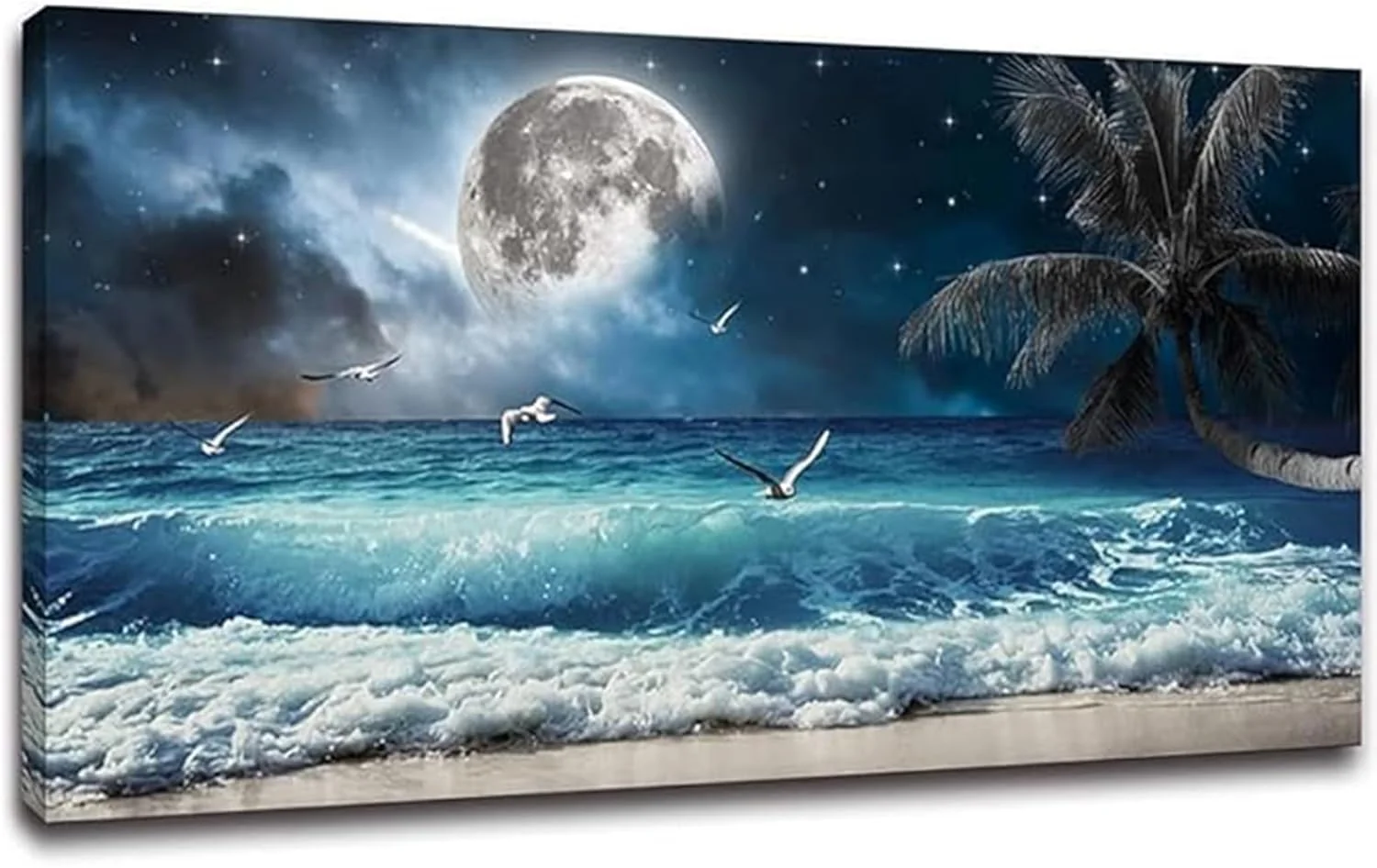 Sophisticated Yxbhhym Moon Ocean Decor Beach Wall Art Seascape Painting Sea Canvas Poster Prints Landscape Plam Pictures Artwork for Living Room Decor Wall Decorations large Framed Wall Art -20x40inches Fine