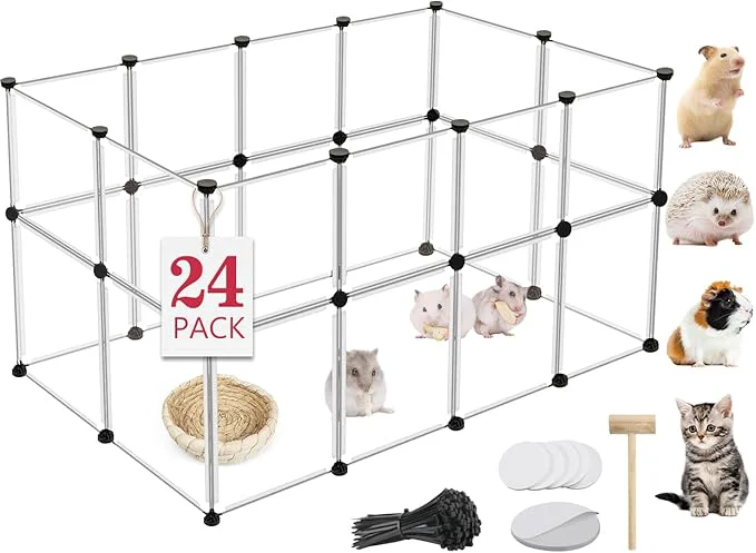 Clean 24 Panels Portable Small Animals Playpen Portable Plastic Enclosure Puppy Specialty