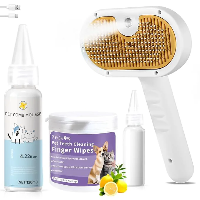 Environmentally Friendly Pet Steam Brush for Dog Cat – shower bath brush – Steam for Shedding Dependable