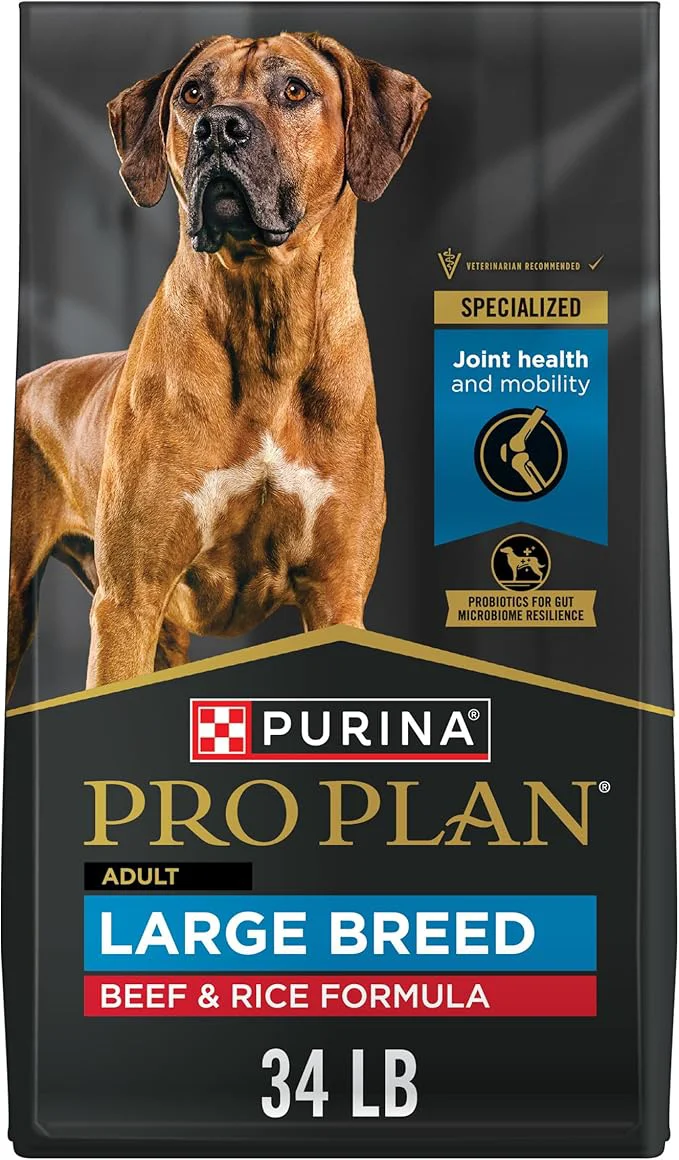 Classic Purina Pro Plan Large Breed Dry High Protein Dog Food with Probiotics for Dogs Beef and Rice Formula - 34 lb. BagAbout This Optimized
