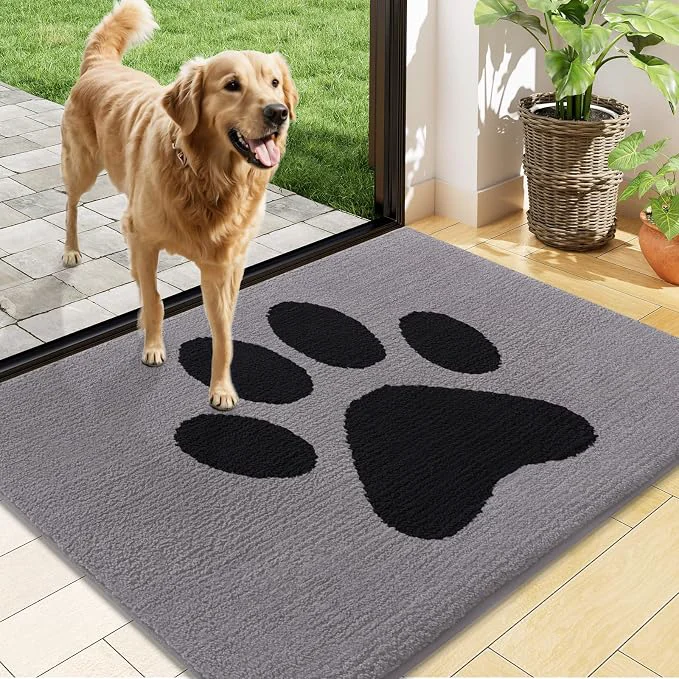 Efficient Buganda Dog Door Mat for Muddy Paws Absorbent Dirt Trapper Non Slip Indoor Solid