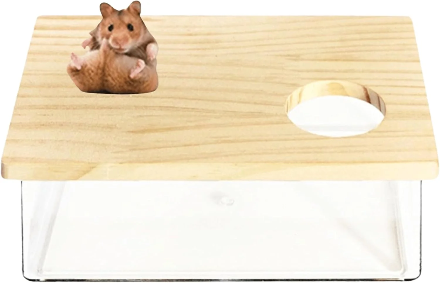 Authentic Hamster Sand Bath Box Container Small Pet Sandbox Lid Design Take Bath Wooden Sandbox Dust Bath Transparent Bathroom Digging Box Acrylic Syrian Hamster Litter Box Small Animal Accessories A High-End