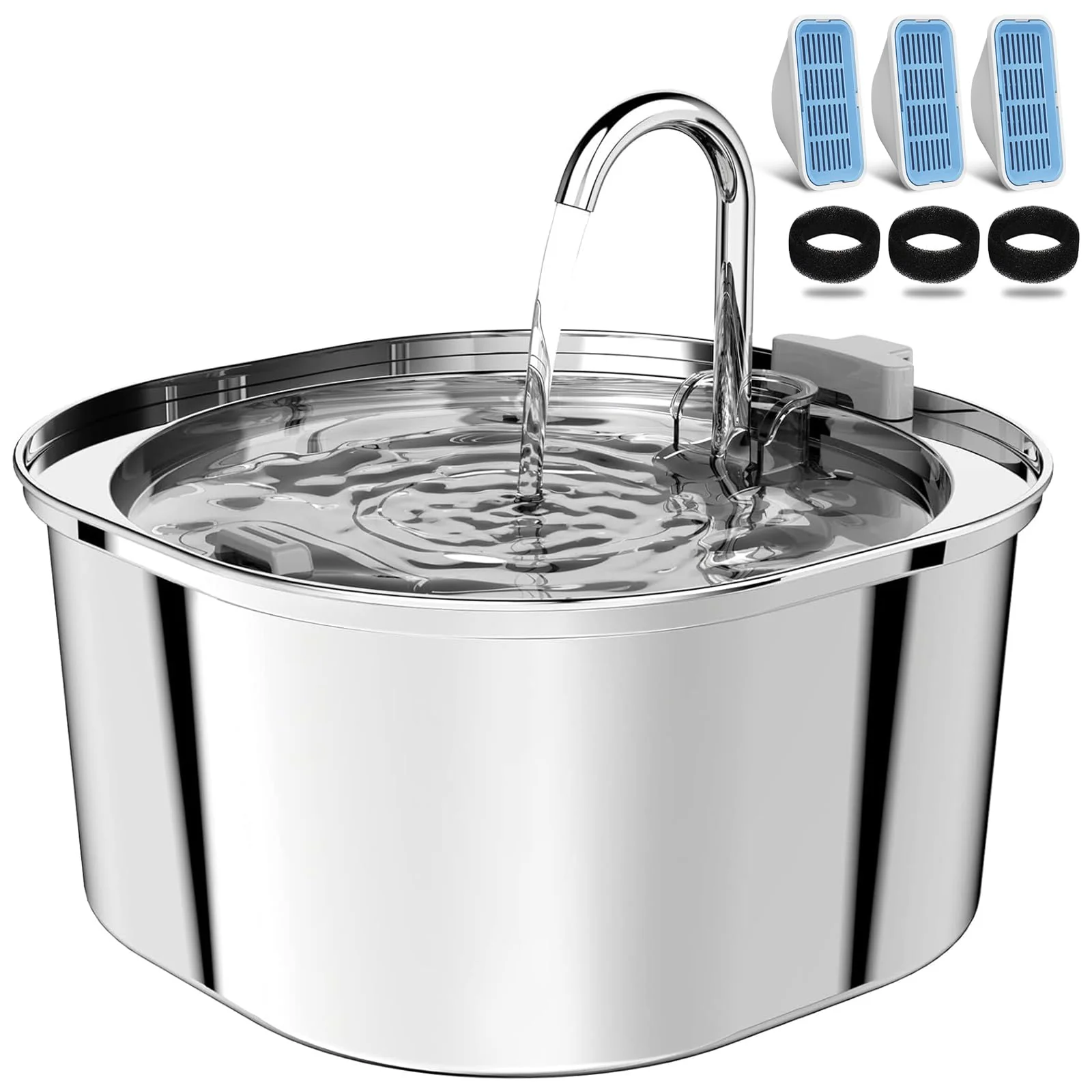 Trendy PEKTACO Cat Water Fountain 3.2L Stainless Steel with 3 Filters Ultra-Quiet Pet Hydration Original