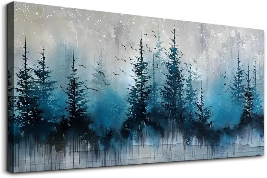 Recyclable hyidecorart Large Wall Decor For Office Framed Wall Art For Living Room Scenery Abstract Wall Painting Bedroom Decoration Misty Forest Trees Pictures Artwork Canvas Prints Home Room Decor 60 X30 Environmentally Friendly