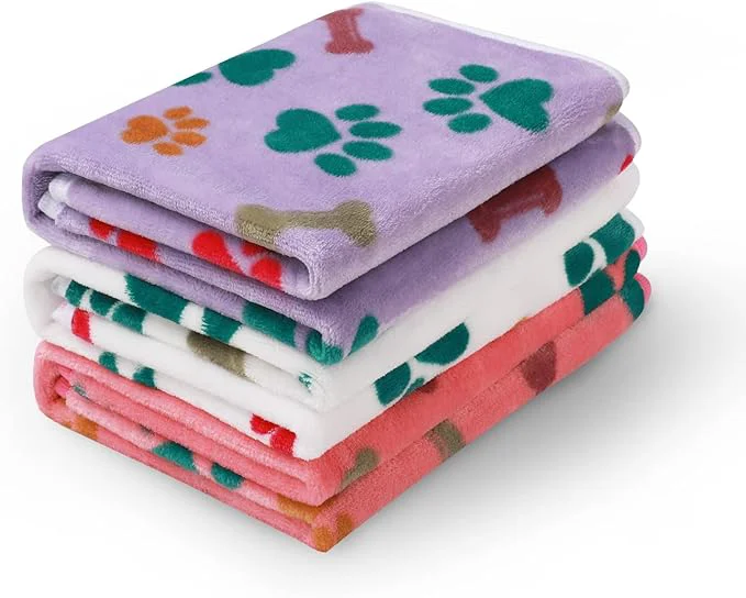Optimized Luciphia 1 Pack 3 Blankets Fluffy Premium Fleece Pet Blanket Flannel Paw Bone Trendy
