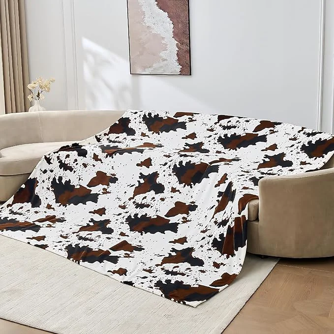 Verified Bnuitland Cow Printed Fleece Flannel Throw Blanket 300 GSM Double Sided Fuzzy Artisan