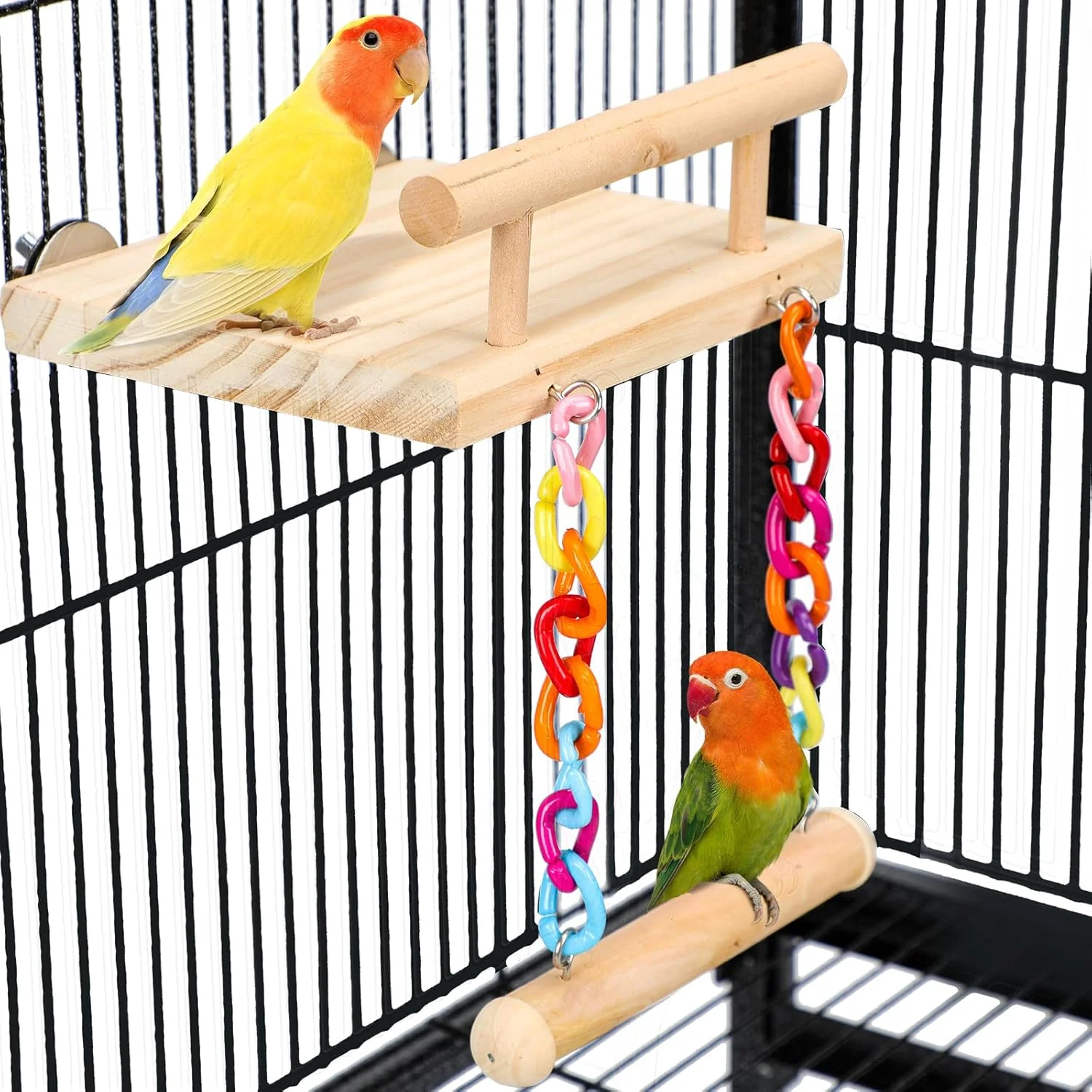 Verified Bird Perches Cage Toys Parrot Wooden Platform Play Gyms Exercise Stands with Acrylic Wood Swing Ferris Wheel Chewing for Animals Green Cheeks Baby Lovebird Chinchilla Hamster Budgie Superior