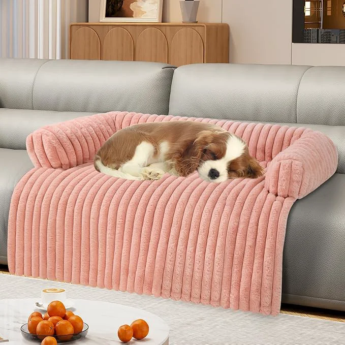 Advanced Luxurious Dog Couch Bed Washable Calming Dog Couch Cover Removable Couch Stylish