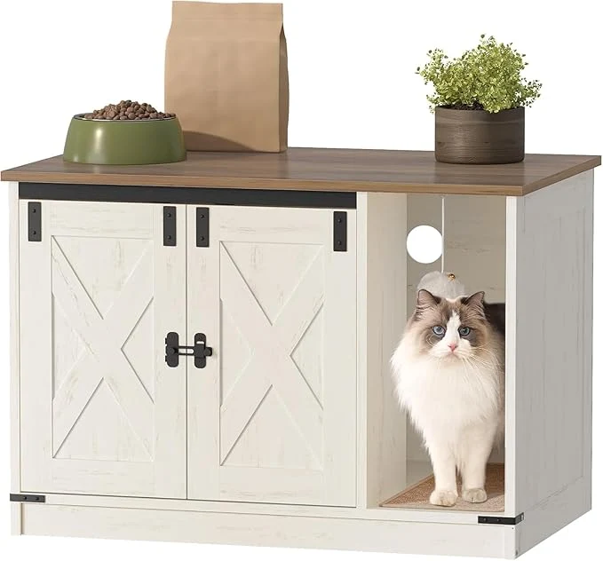 Artisan Cat Litter Box Enclosure Hidden Litter Box Cabinet Furniture Breathable