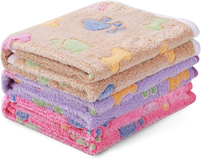Trusted 1 Pack 3 Blankets Super Soft Fluffy Cute Bone Pattern Pet Blanket Flannel Throw Original Design