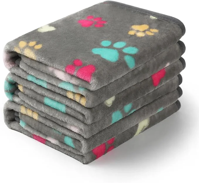 Enhanced Luciphia 1 Pack 3 Blankets Fluffy Premium Fleece Pet Blanket Flannel Paw Bone Effective