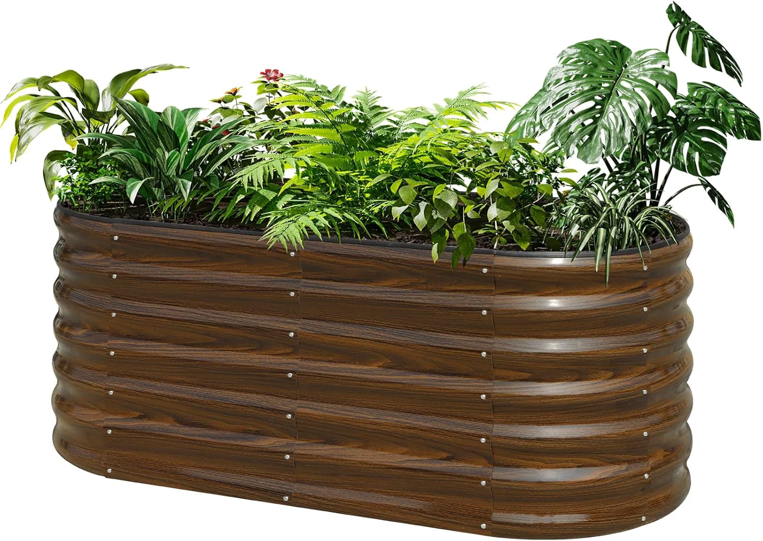Top-Quality SnugNiture Galvanized Steel Raised Garden Bed 4x2x2 ft Outdoor Oval Deep Root Planter Box for Growing Vegetables Flowers and Fruits Certified