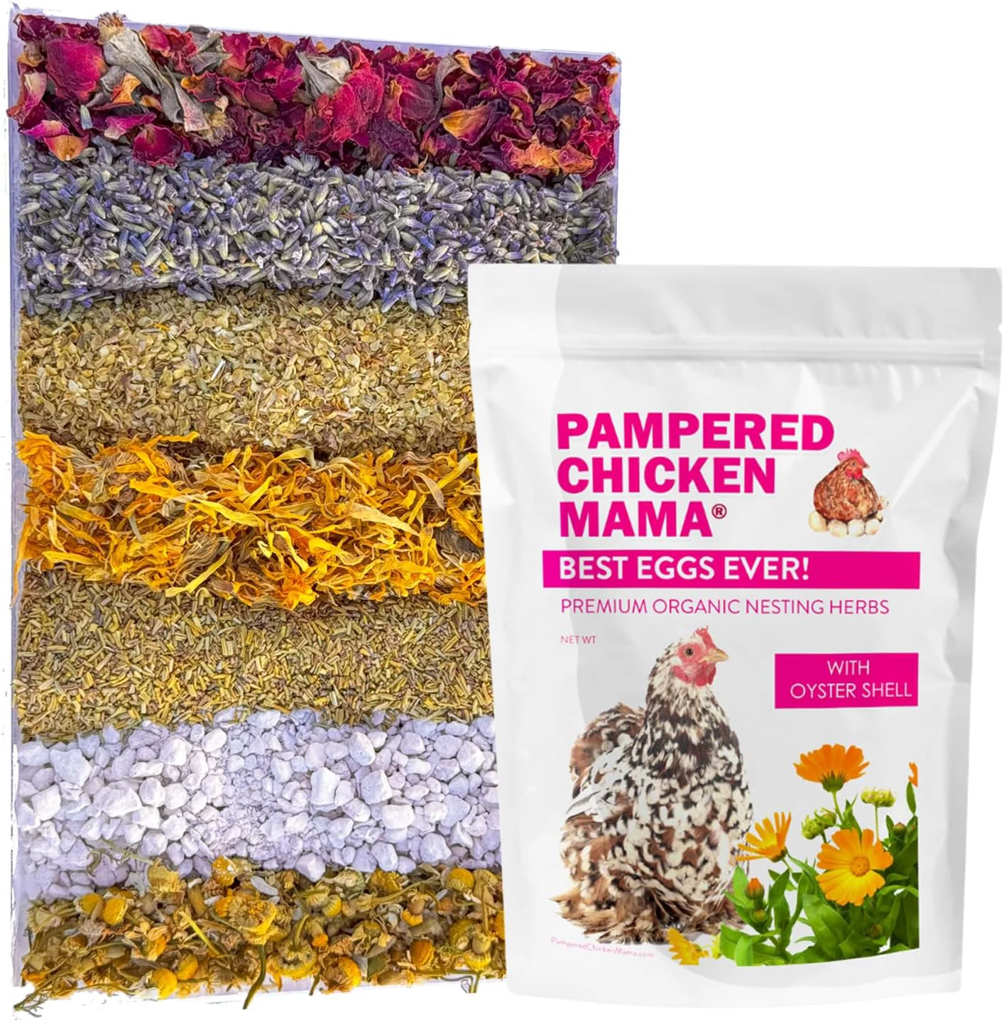 Optimized Pampered Chicken Mama Eggs Ever Nesting Herbs for Chickens 16 Ounce 1 Pound for Chicken Nesting Boxes Calcium Supplement for Chickens Chicken Feed Supplies Hen Treats for Coops 1 Bag Casual