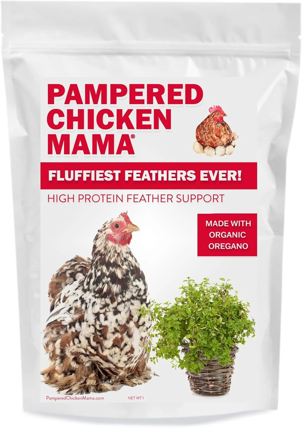 Lightweight Pampered Chicken Mama Molting Supplement for Chickens Fluffiest Feathers Ever Backyard Chicken Feed and Supplies for Hens 2 pounds Long-Lasting