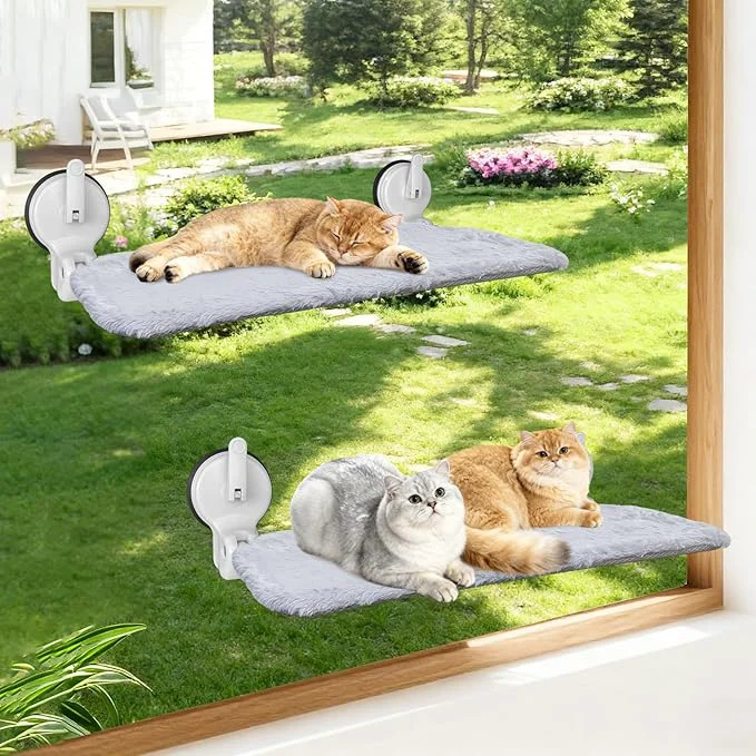 Certified L W BROS. 2PC Cat Window Perch with Lever Lock Suction Cups Holds up to 50 lbs Foldable Space Saving Design Heavy Duty Window Hammock for Large or Multiple Cats L 2Pc About ThisOverview Next-Generation