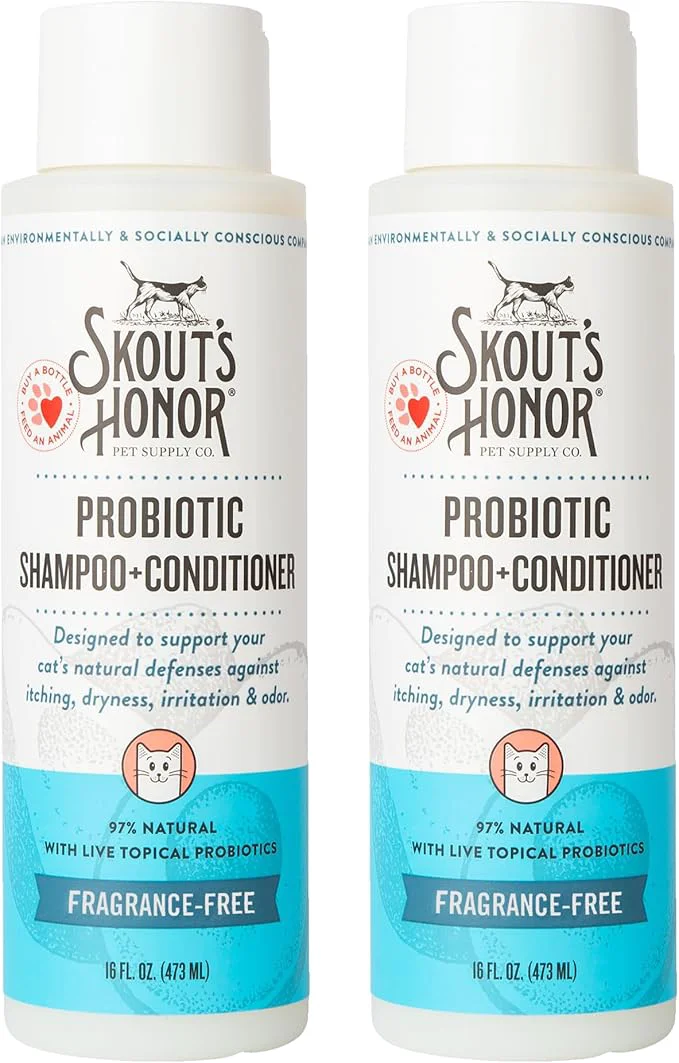 Functional Skout's Honor Unscented Probiotic Cat Shampoo Conditioner with Avocado Oil Omega-3s 97 Natural Paraben Sulfate- Cruelty- 16oz Fragrance 2-PackAbout ThisOverview Easy-to-Use