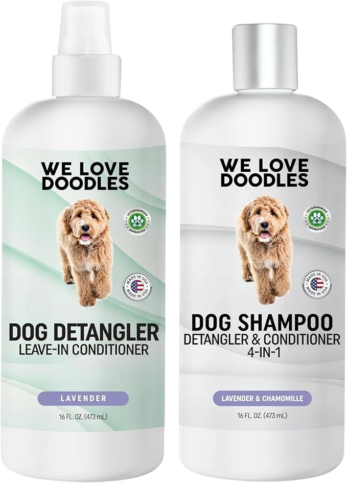 Solid We Love Doodles Dog Shampoo Dog Detangler Spray Pack - Pet Shampoo Conditioner for Dogs Doodle Detangler Spray Cleans Moisturizes Reduces Tangles Mats Lavender Total 32 ozAbout ThisOverview Premium