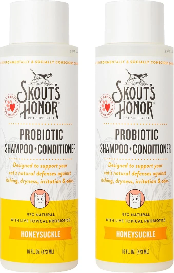 Artisan Skout's Honor Probiotic Cat Shampoo Conditioner with Avocado Oil Omega-3s 97 Natural Paraben Sulfate- Cruelty- 16oz Honeysuckle 2-PackAbout ThisOverview Breathable