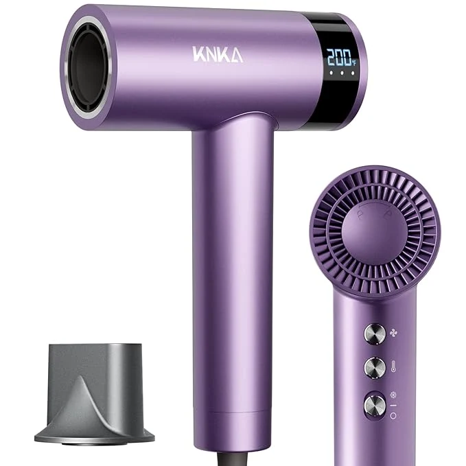 Professional KNKA Hair Dryer 1500W High Speed Blow Dryer with 4 Temps 3 Speeds Fast-Drying Negative Ionic Hair Dryer for Women 110 000 RPM Hairdryer Low Noise with Nozzle for Home Travel Salon PurpleAbout ThisOverview Top-Quality