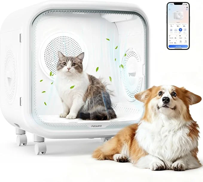 User-Friendly Upgrade Cat Dryer Box 75L Large Pet Dryer Box for Cats and Small Dogs 360° Rapid Drying Smart Temp Control Ultra-Quiet Safe Efficient Grooming for Multi-Pet Households Including a Pet TowelAbout This Carefully Designed
