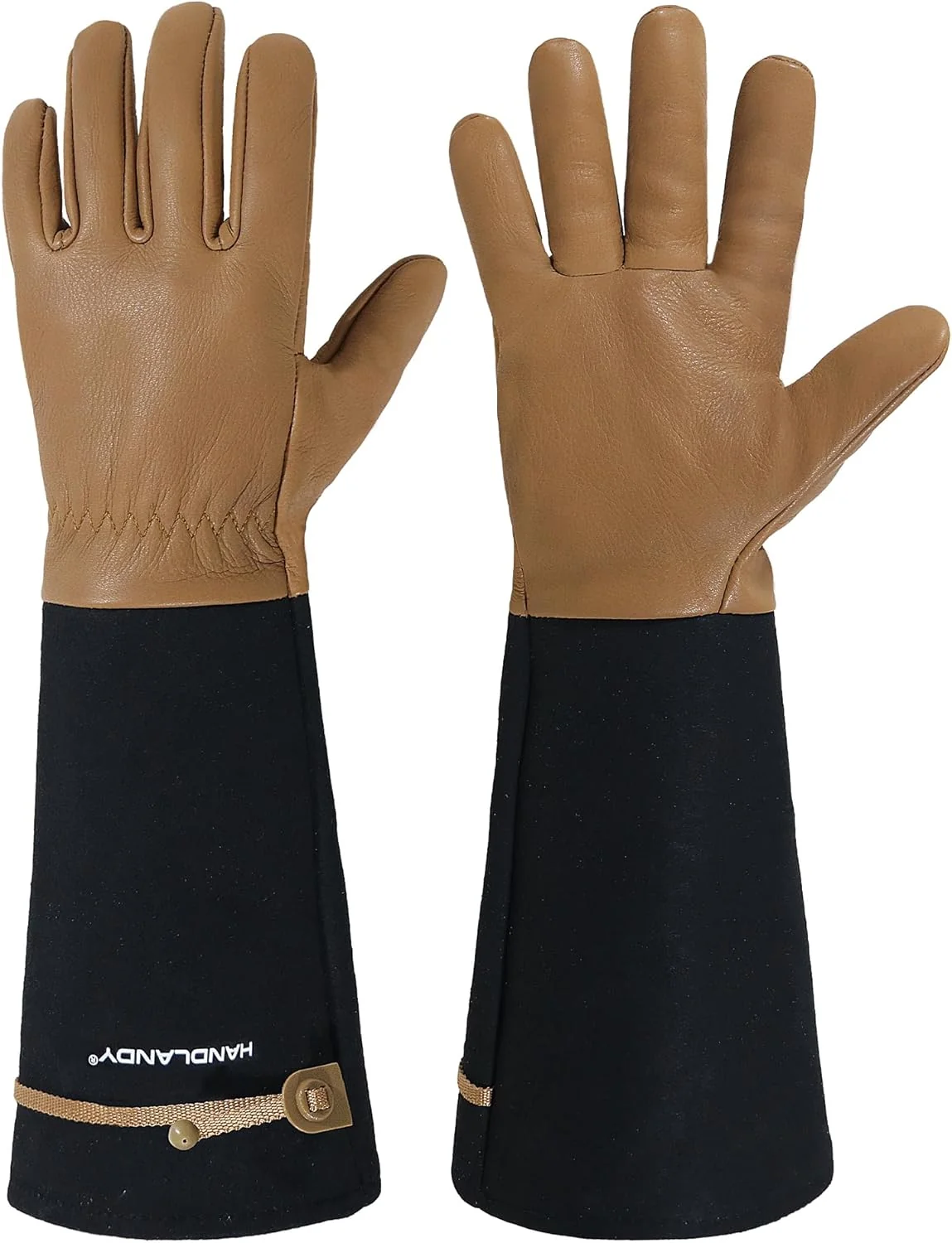 Eco-Friendly HANDLANDY Long Gardening Gloves for Men Women Cowhide Leather Rose Pruning Gloves Breathable Thorn Proof Gauntlet Glove Brown-Cowhide XL Trusted