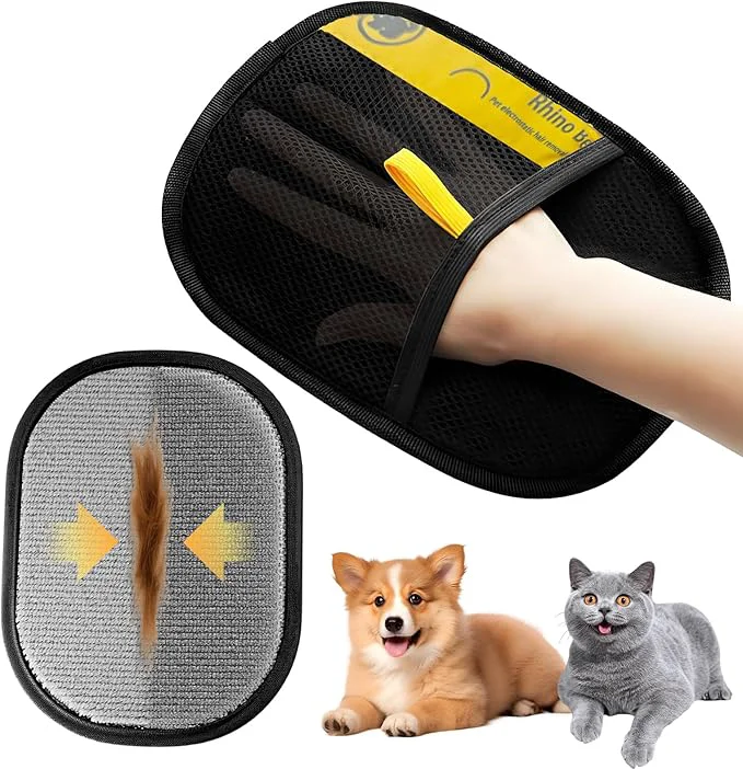 Superior Upgraded Electrostatic Pet Hair Removal Glove - Reusable Washable Mitt for Furniture Carpet Car Seat Clothing - Efficient Cat Dog Hair RemoverAbout This Exclusive